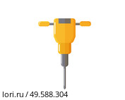Auger or drill for work in factories or industrial enterprises. Isolated icon of machinery used for making holes. Industrial tool or element for mining. Borehole device, vector in flat style. Drill or Auger for Mining Industry or Factory. Стоковая иллюстрация, агентство Ingram Publishing / Фотобанк Лори