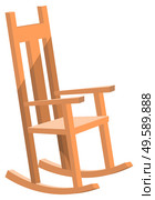 Rocking chair or rocker, furniture with two curved bands attached to bottom of legs. Occupant has ability to rock back and forth. Object isolated on white background. Vector illustration in flat style. Wooden Rocking Chair, Furniture with Curved Rocker. Стоковая иллюстрация, агентство Ingram Publishing / Фотобанк Лори