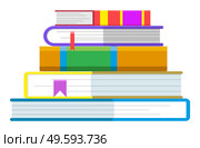 Books in hardcovers with bookmarks, isolated icon. Textbooks for school or college, university or self study. Booklet with information, encyclopedia with data for exams. Vector in flat style. Pile of Books with Hardcovers and Bookmarks Vector. Стоковая иллюстрация, агентство Ingram Publishing / Фотобанк Лори