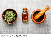 Medicinal,herbal tincture from orthilia secunda.Herbal medicine.Healing herbs. Orthilia in herbal medicine.Homeopathy and herbal medicine. Стоковое фото, агентство Ingram Publishing / Фотобанк Лори