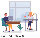Office staff, work and communication. Head and subordinates. Various workers, managers team. Top managers employees of different levels. Office workers. Co-workers. Colleagues discuss project teamwork. Office workers. Co-workers. Colleagues discuss project teamwork. Office staff work and communication. Стоковая иллюстрация, агентство Ingram Publishing / Фотобанк Лори