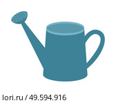 Blue zinc watering can. Watering plants and trees. Irrigation of the crop. Garden tools. Tools for the gardening. Urban agricultural and farming. Self-sufficiency. Vector illustration flat design. Blue zinc watering can for watering plants and flowers. Horticulture and urban agriculture. Стоковая иллюстрация, агентство Ingram Publishing / Фотобанк Лори