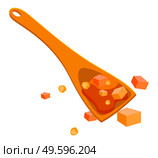 Soft caramel on the wooden spoon with hazelnut, cartoon style isolated on white background. Caramel mixture of liquid and cubes with nuts. Sugar sweetness coffee dessert, candy toffee illustration. Soft caramel on the wooden spoon with hazelnut, cartoon style isolated on white background. Стоковая иллюстрация, агентство Ingram Publishing / Фотобанк Лори