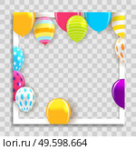 Empty Photo Frame with Party Holliday Balloons Template for Media Post in Social Network. Vector Illustration. Empty Photo Frame with Party Holliday Balloons Template for Media Post in Social Network. Vector Illustration EPS10. Стоковая иллюстрация, агентство Ingram Publishing / Фотобанк Лори