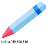 Blue colored wood that cover and protect solid pigment core. Lead pencil made of graphite. Supply for work and study. People use this tool to write or draw. Vector illustration in flat style. Lead Pencil Made of Graphite, Solid Pigment Core. Стоковая иллюстрация, агентство Ingram Publishing / Фотобанк Лори