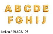 Realistic golden balloons alphabet isolated on white background. A B C D E F G H I J letters of the alphabet. Vector illustration EPS10. Realistic golden balloons alphabet isolated on white background. A B C D E F G H I J letters of the alphabet. Vector illustration. Стоковая иллюстрация, агентство Ingram Publishing / Фотобанк Лори