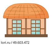 Thatched house, traditional house of Jeju island, stone house or building with thatched roof, isolated korean symbol, seongeup folk village, popular place for visiting tourists in South Korea. Thatched house, traditional house of Jeju island, stone house or building with thatched roof. Стоковая иллюстрация, агентство Ingram Publishing / Фотобанк Лори