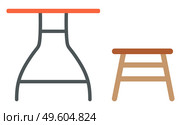 Old furniture, garage sale and second hand goods selling vector. Table and stool, cheap price shopping, declutter and reselling, wooden interior items. Garage Sale, Second Hand Old Furniture Selling. Стоковая иллюстрация, агентство Ingram Publishing / Фотобанк Лори