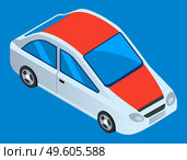 Smart modern automobile. White car vector template on blue background. Minivan or multi purpose vehicle isolated. Convenient mean of transportation, modern model of car. Economical family car. Smart modern automobile. White car vector template blue background. Minivan, multi purpose vehicle. Стоковая иллюстрация, агентство Ingram Publishing / Фотобанк Лори