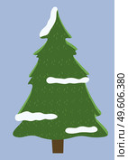 Winter nature prickly spruce, plant fir-tree with snow on the branches isolated on gray background. Lonely green conifer tree in the foreground, frosty day in a pine forest vector flat illustartion. Winter nature prickly spruce, plant fir-tree with snow on the branches isolated on gray background. Стоковая иллюстрация, агентство Ingram Publishing / Фотобанк Лори