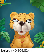 Leopard cartoon character. Cute animals 3d vector art illustration. Greeting card. Стоковая иллюстрация, агентство Ingram Publishing / Фотобанк Лори