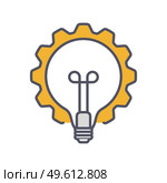 Innovation thin line symbol, cogwheel and lamp bulb Icon. Innovation logo. Vector Illustration EPS10. Innovation thin line symbol, cogwheel and lamp bulb Icon. Innovation logo. Vector Illustration. Стоковая иллюстрация, агентство Ingram Publishing / Фотобанк Лори