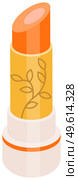 Opened orange pomade tube. Lip cream plastic opaque container of yellow color with a screw cap isolated on a white background. Lip care cosmetic accessory. Lipstick, pomade paints lips does makeup. Opened orange pomade tube. Lip cream plastic opaque container of yellow color with a screw cap. Стоковая иллюстрация, агентство Ingram Publishing / Фотобанк Лори