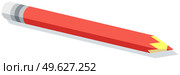 Vector red pencil with gray eraser isolated on white background. Sharpened wooden pencil with edges. Stationery colored for drawing with lead. School supplies equipment for write, education symbol. Vector red pencil with gray eraser isolated on white background. Sharpened wooden pencil with edges. Стоковая иллюстрация, агентство Ingram Publishing / Фотобанк Лори