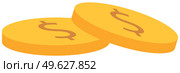 Pile of coins for clip art. Gold money isolated on the white background. Means to pay for goods and purchases. Money, American currency flat vector illustration. Metal penny with dollar symbols. Pile of coins for clip art vector illustration. Gold money isolated on the white background. Стоковая иллюстрация, агентство Ingram Publishing / Фотобанк Лори