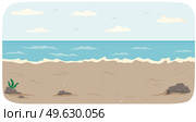 Polluted coastline with ocean and waves vector illustration. Seascape with salty water on seashore. Pollution of nature and environment. Water covers sandy beach with waves. Dirty ocean bank. Polluted coastline with ocean and waves vector illustration. Dirty ocean bank or sandy beach. Стоковая иллюстрация, агентство Ingram Publishing / Фотобанк Лори