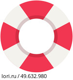 Inflatable lifebuoy with red and white identification marks. Equipment for rescuing drowning people at sea or ocean. Round object for rescuers. Lifebuoy with stripes isolated on white background. Inflatable lifebuoy with red and white identification marks. Equipment for rescuing drowning people. Стоковая иллюстрация, агентство Ingram Publishing / Фотобанк Лори