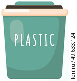 Green trash can with inscription for collecting plastic garbage, zero waste concept isolated on white. People sort trash care for environment. Healthy world and humanity. Plastic rubbish in dumpster. Green large trash can with inscription for collecting plastic garbage, zero waste concept. Стоковая иллюстрация, агентство Ingram Publishing / Фотобанк Лори