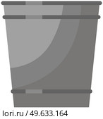 Large metal bucket without handle isolated on white background. Container for carrying and storing objects. Deep iron bucket with stripes. Empty gray steel container flat vector illustration. Large metal bucket without handle isolated on white Empty gray steel container vector illustration. Стоковая иллюстрация, агентство Ingram Publishing / Фотобанк Лори