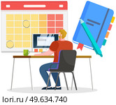 Business strategy planning, project management. Tasks planing concept. Business working process, time management and teamwork. Start up plan process. Data analysis and analytic. Kaizen philosophy. Business strategy planning, project management. Tasks planing. Data analysis and analytic. Kaizen philosophy. Стоковая иллюстрация, агентство Ingram Publishing / Фотобанк Лори