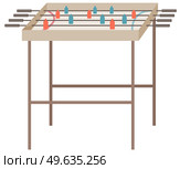 Table top game, kicker, bar football, soccer vector illustration. Playing with plastic soccer players and grips to hold. Table football isolated on white background. Element of interior design of room. Playing with plastic soccer players and grips to hold. Table football vector illustration. Стоковая иллюстрация, агентство Ingram Publishing / Фотобанк Лори