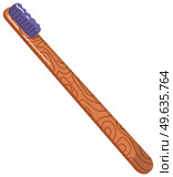 Bamboo toothbrush vector icon. Illustration of eco natural brush in flat style, wood tooth brush isolated. Dental care and oral hygiene stomatological eco friendly product, zero waste concept. Bamboo toothbrush vector icon. Illustration of eco natural brush in flat style, wood tooth brush. Стоковая иллюстрация, агентство Ingram Publishing / Фотобанк Лори