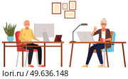 Old people play video game. Modern senior people gadgets. Oldster education computer. Old progressive use modern technology. Learning to use PC. Elderly couple gadgets. Aging parents video conference. Old people play video game. Senior people with different gadgets. Oldster education on computer. Стоковая иллюстрация, агентство Ingram Publishing / Фотобанк Лори