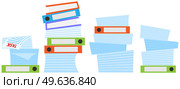 Stack of documents and assignments isolated on white background. Paper sheets with tasks for doing at work. List of assignments to be done by employee at work. Sheets of paper with inscription task. Stack of documents and assignments on folder. Paper sheets with tasks for doing paperwork. Стоковая иллюстрация, агентство Ingram Publishing / Фотобанк Лори