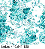 Beautiful watercolor pattern with eucalyptus branches and hydrangea flowers, eustomiya, wildflowers, saskatoon berries.  Illustrations.. Beautiful watercolor pattern with eucalyptus branches and hydrangea flowers, eustomiya, wildflowers, saskatoon berries. Стоковое фото, агентство Ingram Publishing / Фотобанк Лори