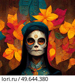Dia de los muertos holiday, festive decorated skull for the mexican festive of the dead. Dia de los muertos holiday. Стоковое фото, агентство Ingram Publishing / Фотобанк Лори