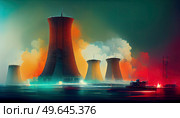 Nuclear plant illustration, nuclear energie industry concept. Nuclear plant illustration. Стоковое фото, агентство Ingram Publishing / Фотобанк Лори