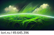 save the green planet concept with green Earth globe landscape. green planet concept. Стоковое фото, агентство Ingram Publishing / Фотобанк Лори