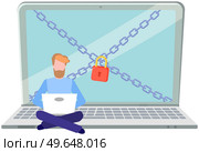 Laptop computer are bound with chains and locked with padlock flat style. Computer security concept. Protection of personal digital data from penetration of strangers. information security on network. Laptop computer are bound with chains and locked with padlock flat style. Computer security concept. Стоковая иллюстрация, агентство Ingram Publishing / Фотобанк Лори