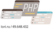 Engineering and coding. Working on web development. Concept of script coding and programming in php, javascript, python, other languages. Working on web development. Concept of script coding and programming in php, javascript, python, other languages. Стоковая иллюстрация, агентство Ingram Publishing / Фотобанк Лори
