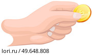 Human hand with coin isolated. Realistic 3d coin. Money donation, charity, investment. Profit, income, salary increase. Hand holding gold dollar penny. Person pay with gold cent between fingers. Human hand with coin isolated. Realistic 3d coin. Money donation, charity, investment, success. Стоковая иллюстрация, агентство Ingram Publishing / Фотобанк Лори