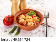 Italian pasta orzo with prawn. Стоковое фото, фотограф Андрей Старостин / Фотобанк Лори