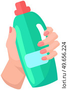 Cleaning liquid icon flat vector. Plastic bottle of antiseptic substance. Anti-bacterial sanitizer for cleaning in container. Premises cleaning, infection control concept. Home and personal hygiene. Plastic bottle of antiseptic substance. Anti-bacterial sanitizer liquid for cleaning premises. Стоковая иллюстрация, агентство Ingram Publishing / Фотобанк Лори