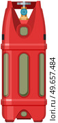 High cylinder, canister with fuel, storage for gas. Metal tank with liquefied compressed petroleum, propane. Pressurized gas cylinder, storage with tap for substance release vector illustration. High cylinder, canister with fuel, storage for gas. Metal tank with liquefied compressed substance. Стоковая иллюстрация, агентство Ingram Publishing / Фотобанк Лори