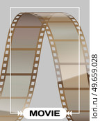 Cinema movie and photography 35 mm film strip template, vector flat element in vintage style. Cinema strip isolated icon with recorded film on tape, cinematography retro photo roll with frames. Cinema movie and photography 35 mm film strip template, vector flat element in vintage style. Стоковая иллюстрация, агентство Ingram Publishing / Фотобанк Лори