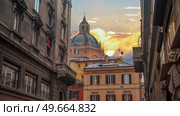 Piazza Maggiore in the historic center of Bologna, Italy. Стоковое фото, агентство Ingram Publishing / Фотобанк Лори