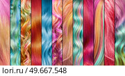 Collage of hair color palette. Hair colours set. Tints. Dyed Hair color samples. Стоковое фото, агентство Ingram Publishing / Фотобанк Лори