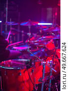 drums on stage before a music concert. Стоковое фото, агентство Ingram Publishing / Фотобанк Лори