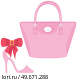Fashion shoes and bag isolated on white. Stylish elements of womens wardrobe in casual style high heel shoes and handbag, footwear and pouch, female accessories fashionable trendy collection. Fashion shoes and bag isolated on white. Stylish elements of womens wardrobe in casual trendy style. Стоковая иллюстрация, агентство Ingram Publishing / Фотобанк Лори