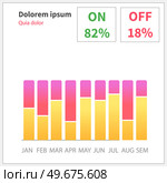 Infographic chart vector template. Annual statistics curve graph design. Market data diagrams. Graphic information visualization and analysis. Statistical indicators and frequency of data changes. Market diagrams. Graphic information visualization and analysis. Statistical indicators and data. Стоковая иллюстрация, агентство Ingram Publishing / Фотобанк Лори