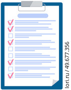 Checklist, daily plan with red tick marks on clipboard. To do list, questionnaire form, survey concept. Check sheet, scheduling timetable, planning schedule, time management vector illustration. Checklist, daily plan with red tick marks on clipboard. To do list, questionnaire, survey concept. Стоковая иллюстрация, агентство Ingram Publishing / Фотобанк Лори