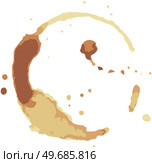 Coffee or tea stain, splashes of cups, mugs and drops. High quality abstract shape for menu, bar, cafe, restaurant. Ink, paint or other liquid cup stain. Trace from mug with drink vector illustration. Coffee or tea stain, splashes of cup, drops. Trace from mug with drink abstract round shape. Стоковая иллюстрация, агентство Ingram Publishing / Фотобанк Лори