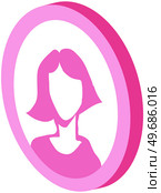 Avatar profile icon, female portrait. Round label with head symbol of woman. Graphical representation of user, his alter ego, game internet character in web forums, messengers, chats, portals, blogs. Avatar profile icon. Graphical representation of user, his alter ego, game internet character. Стоковая иллюстрация, агентство Ingram Publishing / Фотобанк Лори