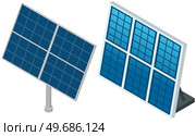 Modern smart electrical solar power plant technology isolated. Digital related asset. Power plant battery energy storage with photovoltaic solar panels and rechargeable li-ion electricity backup. Power plant battery energy storage with photovoltaic solar panel and rechargeable li-ion electricity. Стоковая иллюстрация, агентство Ingram Publishing / Фотобанк Лори