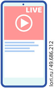 Remote broadcast program for computer. Internet video live communication with followers and subscribers. Website for blogging, streaming online. Video recording live broadcast, stream, vlog on screen. Video recording live broadcast, stream, vlog on screen. Internet communication with followers app. Стоковая иллюстрация, агентство Ingram Publishing / Фотобанк Лори