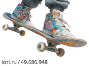 A person is skateboarding with colorful shoes on. Стоковое AI-изображение, AI-художник Ярославский Максим / Фотобанк Лори